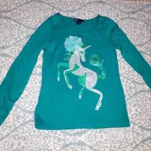 Gap kids girls 8 unicorn teen shirt top vguc